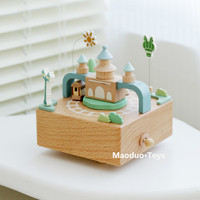 1 木质音乐盒发条八音盒旋转摩天轮生日新年礼物送男生女生创意 童话堡音乐盒