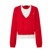  MO&Co./摩安珂 假两件叠穿 女士针织衫 大红色 S /160