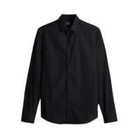 H&M 长袖衬衫 翻领纯色纽扣 1242812 黑 180/116A