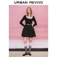  URBAN REVIVO 拼接褶皱 女士连衣裙