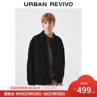 UR UR2026春季男装休闲工装小马挂饰超宽松夹克外套UML160010 正黑 L