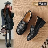 则则 单鞋女款春秋乐福鞋女真皮商场同款皮鞋女款乐福鞋女单鞋