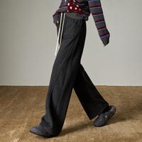 初语 26唯品新款分割设计垂顺廓形休闲裤女仿呢料阔腿裤