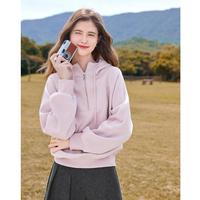 百图 2024减龄显白色纯色插肩袖卫衣