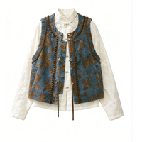 菲安妮 2026秋冬新款女士牛仔短比甲内搭白衬衫灯笼裤套装