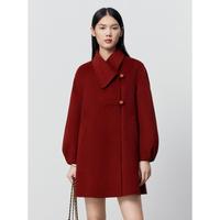 太平鸟 女式大衣通勤冬翻领灯笼袖