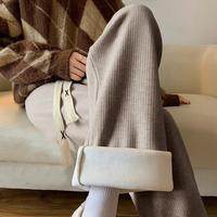 ONE MORE 窄版垂感阔腿加绒长裤 OMG35Q29F4