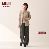 無印良品 MUJI 女式 法兰绒 立领长袖衬衫 女士衬衣外套 25年冬季 女装 上衣 米色格纹 M (160/84A)