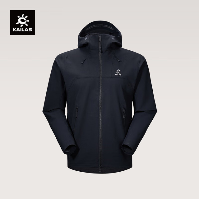 凯乐石 M8软壳衣户外登山耐磨弹力透气轻量防风连帽外套男 玄青黑-男款