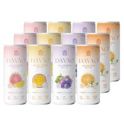大窑 益生元汽水 330mL*12罐 (芭乐味3/夏黑葡萄味3/百香果味3/橙C茉莉味3)
