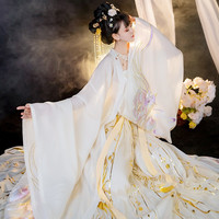 如夢霓裳 如梦霓裳洛月二|如梦霓裳原创唐制白色诃子裙大袖衫中国风春季款薄款