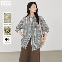 DUIBAI 女式复古格纹翻领衬衫