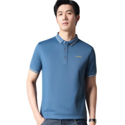罗蒙 商务纯色翻领短袖Polo衫 Q-BYMON3399ZY XL 牛仔兰