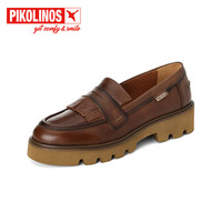 PIKOLINOS 派高雁秋季新品牛皮中口平跟套脚休闲乐福鞋PL224701 焦糖色 39