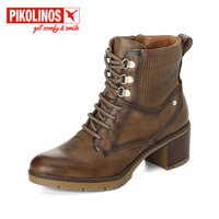 PIKOLINOS 派高雁22冬季新品牛皮高粗跟圆头纯色优雅短靴PA227009 橄榄色 36