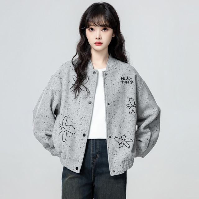孜索 女款立领刺绣棒球服短外套 2025秋季新款