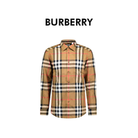 BURBERRY 巴宝莉秋冬新款男士棕色棉质休闲格纹长袖衬衫80929171 XL