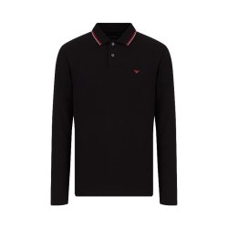 EMPORIO ARMANI 鹰标POLO衫 棉质 修身翻领 黑 XL