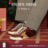 GOLDEN GOOSE 新年男女True-Star双鞋带内增高德训鞋GGDB 酒红色/黄色女款 35