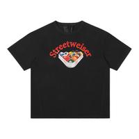 VLONE V-00054 做旧印花圆领短袖T恤 L 黑
