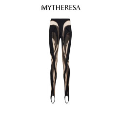 Mugler 女士 拼接网布和针织紧身裤 P00572753 黑色 XXS CN 155/80