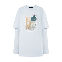  MO&Co./摩安珂 假两件 女士长袖T恤 风铃蓝色 M /165