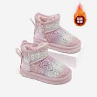 安奈儿 女童雪地靴冬季加绒保暖棉鞋中大童加厚大棉短靴过年百搭舒适童鞋