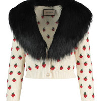GUCCI 女士毛衣 Strawberry Embroidered Sweater