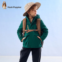 暇步士 童装儿童外套秋冬季男女大童简约时尚加厚风衣外套 丛林绿 130cm