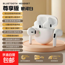 京京 蓝牙耳机无线半入耳式单双耳高品质运动音乐开车通话降噪超长续航 银河白