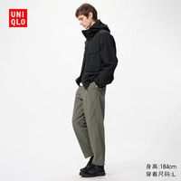 优衣库 男装女装弹力棉质舒适九分裤/休闲裤481568 481568/57深橄榄色 L