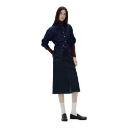 森马 女装 10-3525120001 开叉牛仔口袋半身长裙 原牛仔 M