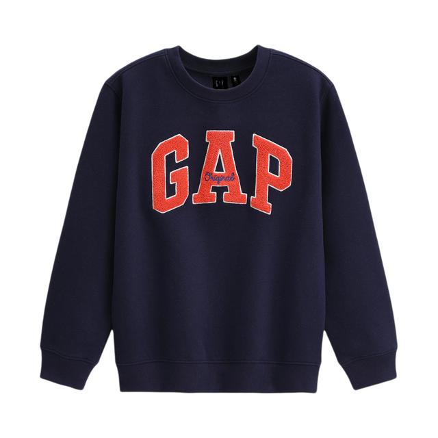 Gap 中大童 抓绒亲肤logo圆领长袖卫衣 804993 海军蓝