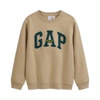 Gap 中大童 抓绒亲肤logo圆领长袖卫衣 804993 卡其 120cm