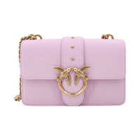 PINKO 女包经典牛皮革单肩斜挎燕子包飞鸟包21cm 紫色 礼物