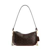COACH Waverly 24 中号斜挎单肩包 黄铜色金属人造革配牛皮革 手提包 枫棕色
