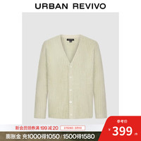 UR UR2026春季男装琥珀流光风气质V领毛绒针织开衫UMM960003 浅绿 S