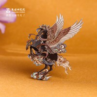 敦煌研究院 敦煌吉礼翼马衔福木质冰箱贴 新中式装饰品