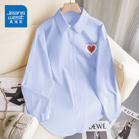 JEANSWEST/真维斯 纯棉 女士衬衫 蓝色 拿铁拉花_K M