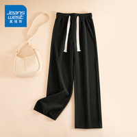 JEANSWEST/真维斯 加绒加厚 女士阔腿裤 常规 黑色 纯色