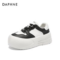 移动端：达芙妮 加绒白色马丁靴女2023年新款鞋子百搭厚底英伦风短靴女秋冬