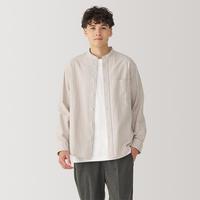無印良品 MUJI 男式 水洗牛津立领长袖衬衫