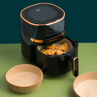茶花 食品级一次性空气炸锅专用纸盘吸油纸垫纸家用食物双面硅油纸 中号100张