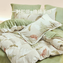 乐蜗家纺 防静电 法兰绒四件套 庭院花间