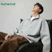 热风 男士加绒卫衣 半拉链上衣冬季加厚立领外套