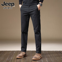 JEEP SPIRIT 吉普休闲裤男秋冬季韩版裤子男士商务弹力直筒男裤 黑色 32