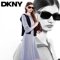 DKNY 撞色边翻领半开襟显瘦针织连衣裙秋冬