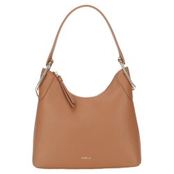 FURLA CLARISSA牛皮中号女士HOBO包流浪包手提斜挎包 咖啡色 中