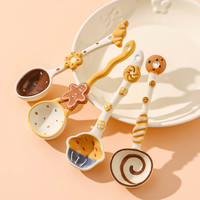 川岛屋 可爱陶瓷勺子个人专用长柄汤勺稀奇古怪的小汤匙调羹 麦芬包陶瓷勺