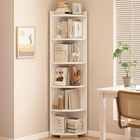 悦美妙 转角置物架一体靠墙墙角拐角三角柜收纳架多层书架客厅卧室转角柜 店长力荐-暖白六层30x180